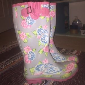 Floral rain boots