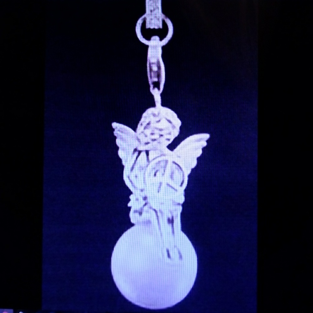 Silver925 angel with ✌ Peace sign pendant Necklace