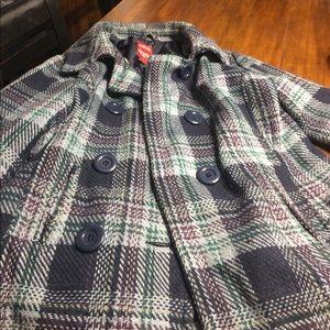 Women's cute plaid pea coat