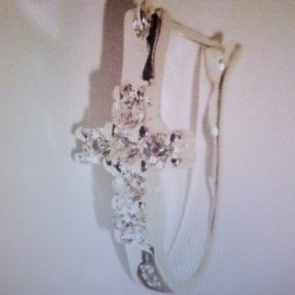 Cross Silver CZ U-hoop Earrings