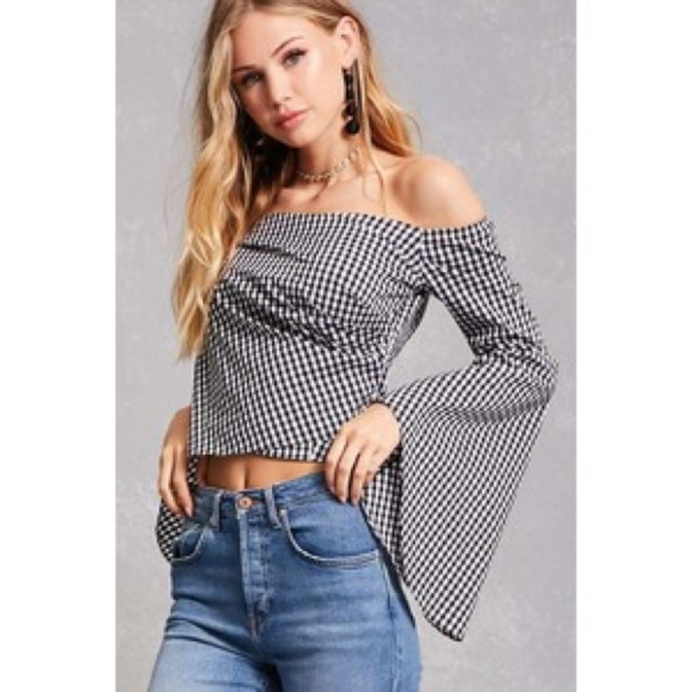 Gingham Off Shoulder Top