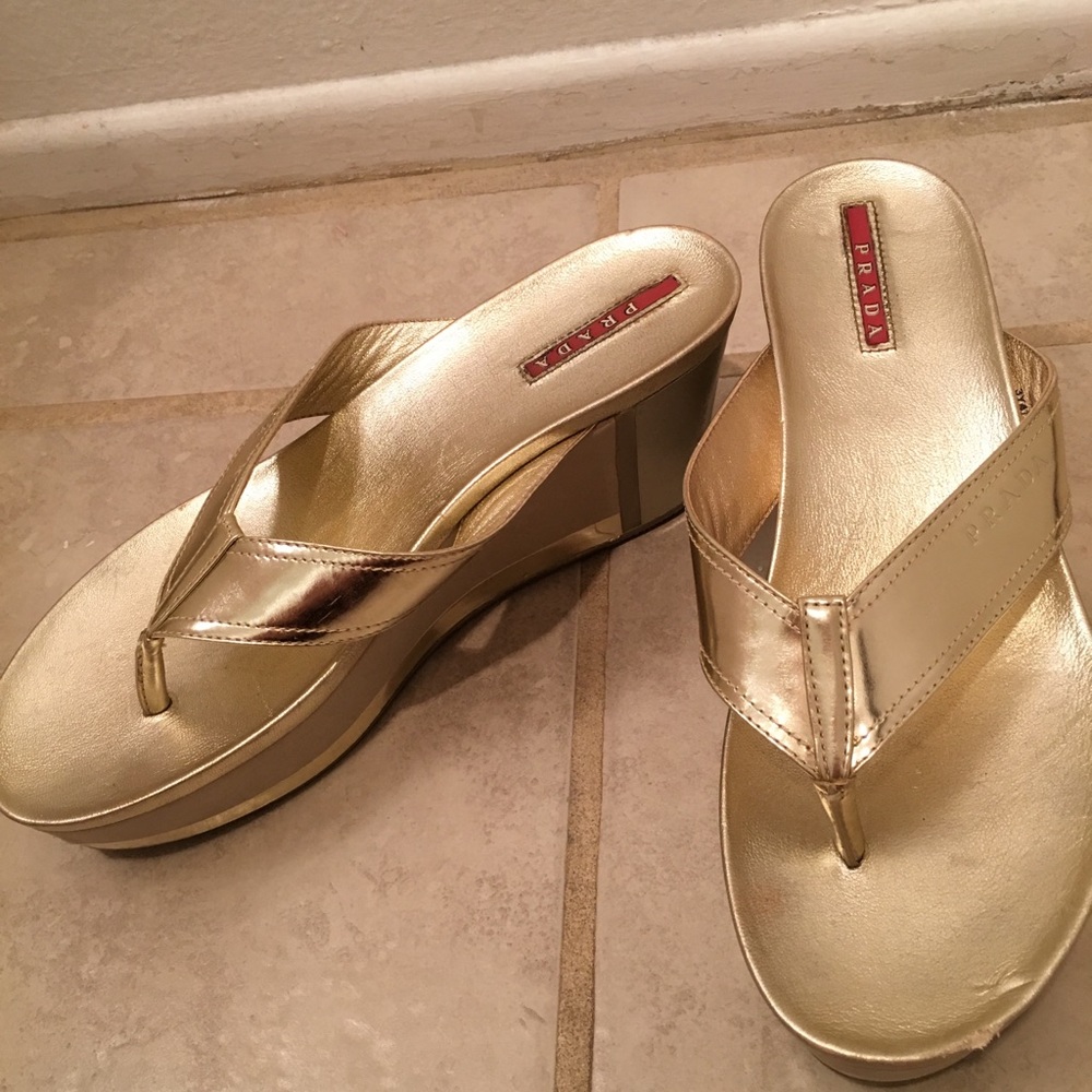 Prada gold sandals
