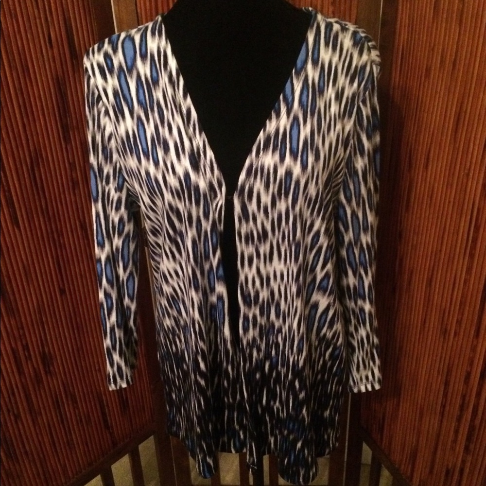 Rafaella Blue & Black Striped Cardigan Size XL