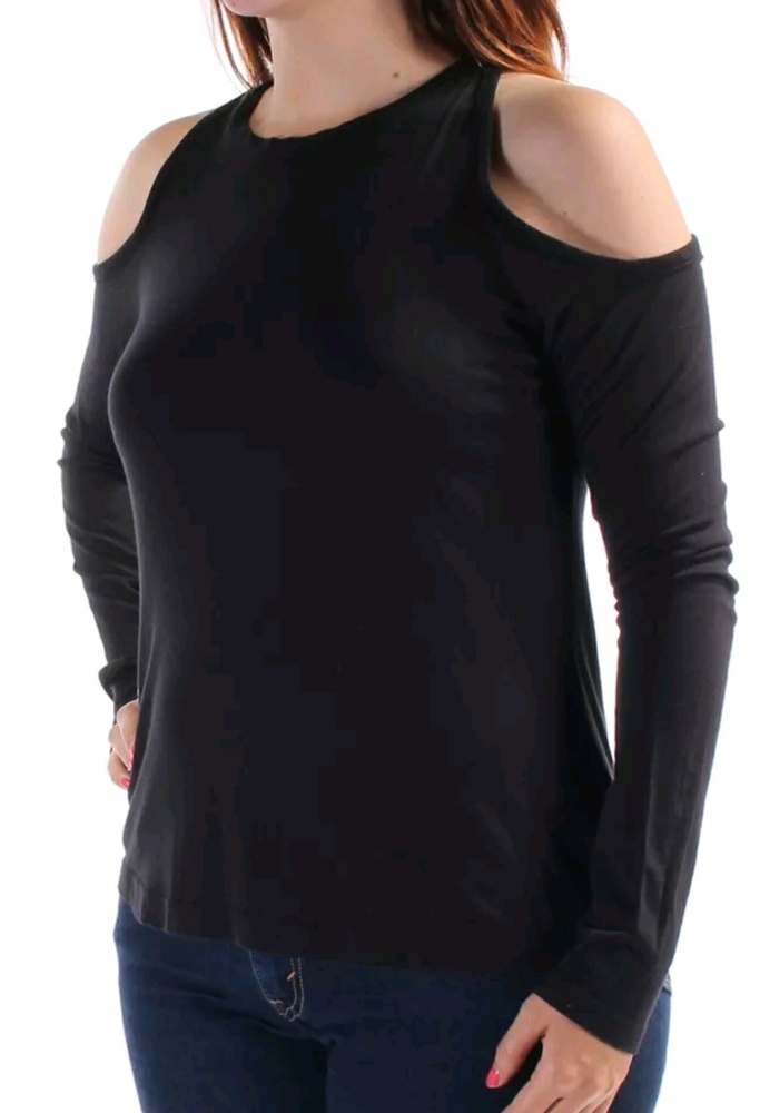 CHELSEA WOMENS BLACK CUT OUT LONG SLEEVE TOP-