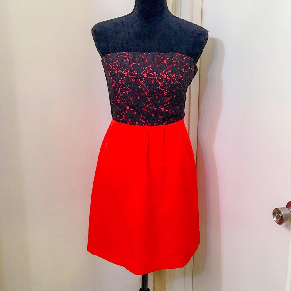 The Limited Red and Black Lace Cocktail Dress
