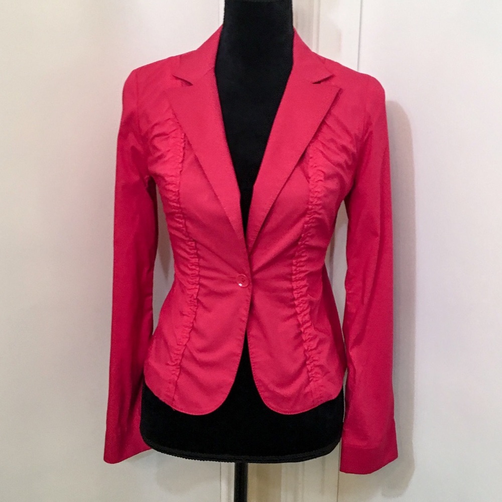 Express Cherry Red Ruched Blazer