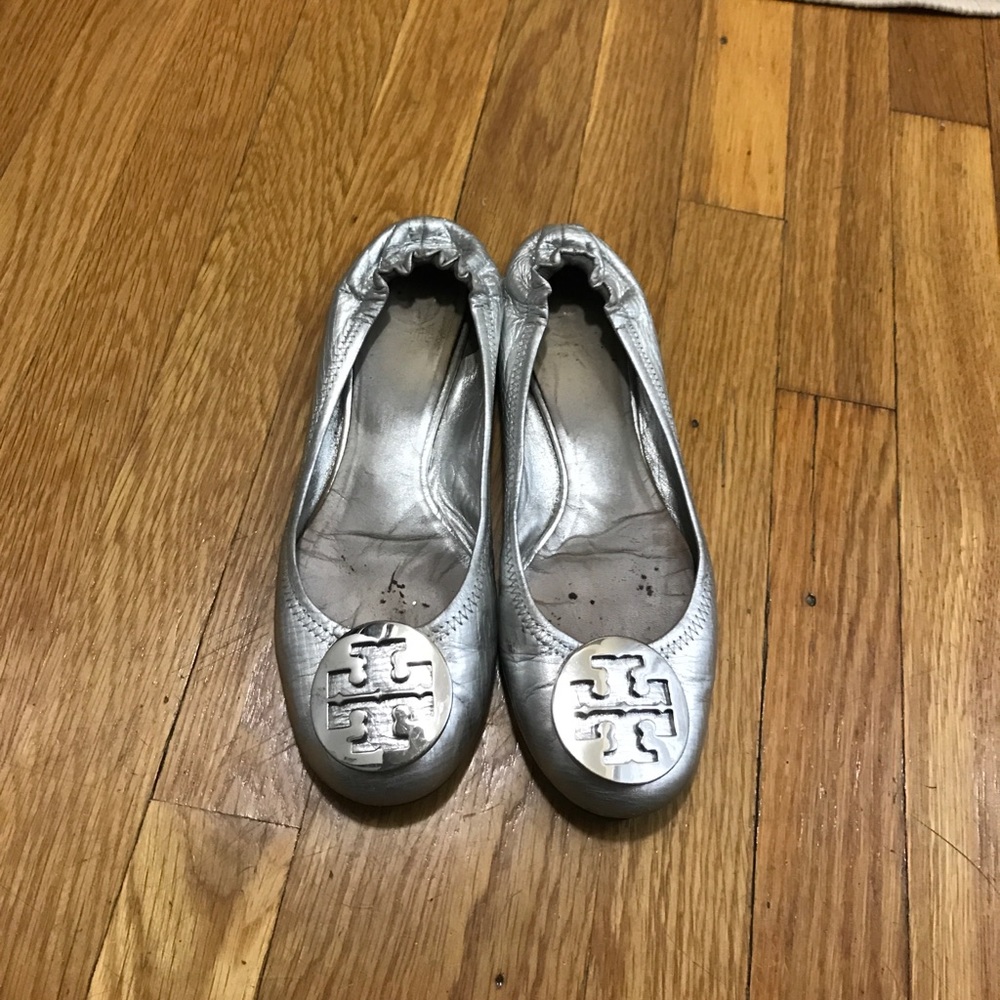 Authentic Silver Tory Burch Flats