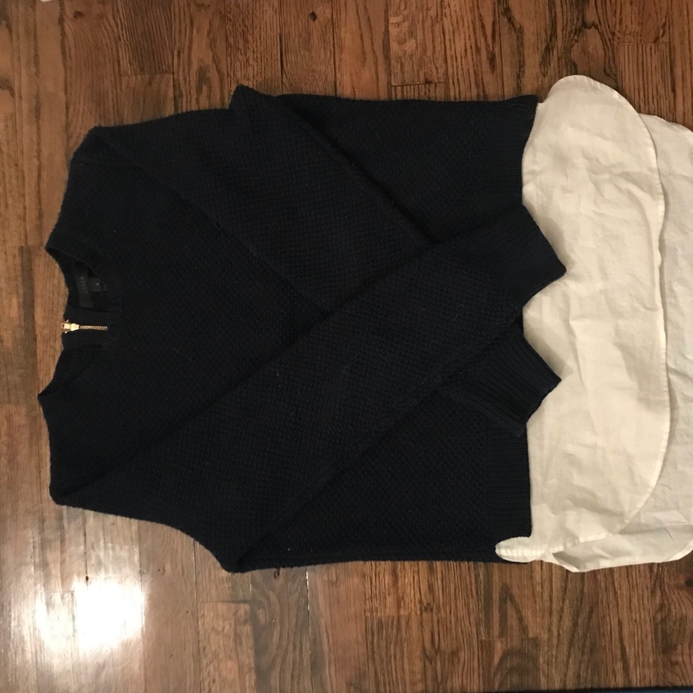 J.Crew Navy sweater with built in white shirt