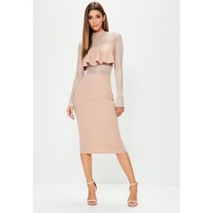 Missguided Fishnet Nude Midi Dress