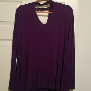Long sleeve flowy top with button neck