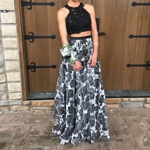 Black and silver prom dress.