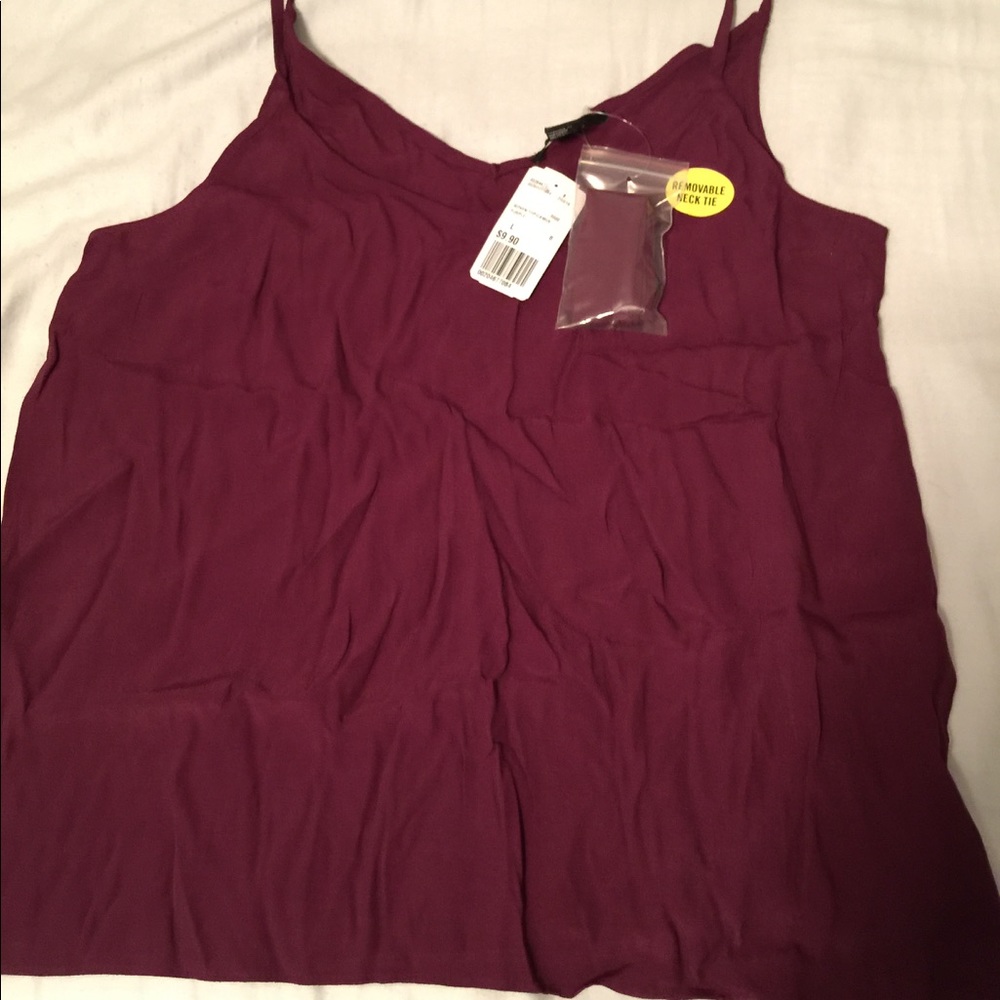 Spaghetti strap tank with removable neck tie