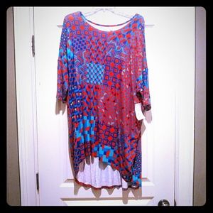 New! LulaRoe Red and Blue Irma Tunic! XL