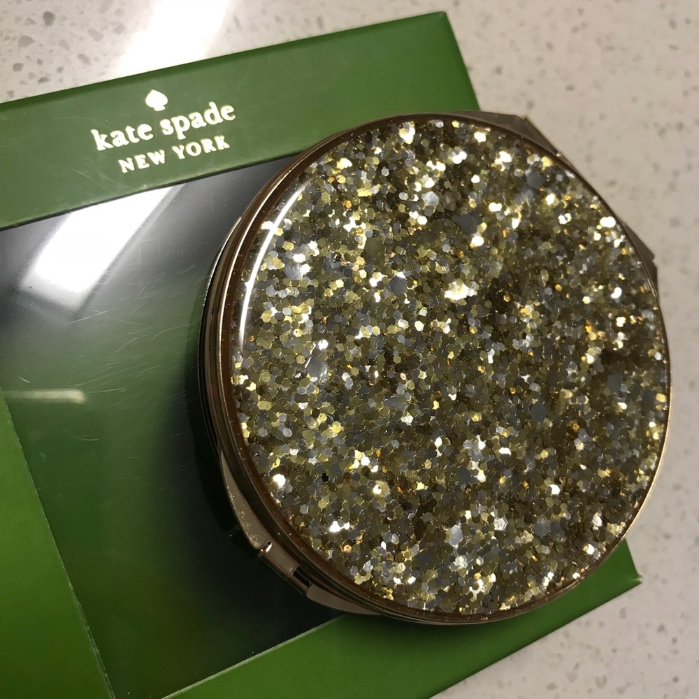 Kate spade pocket mirror with gold sparkles