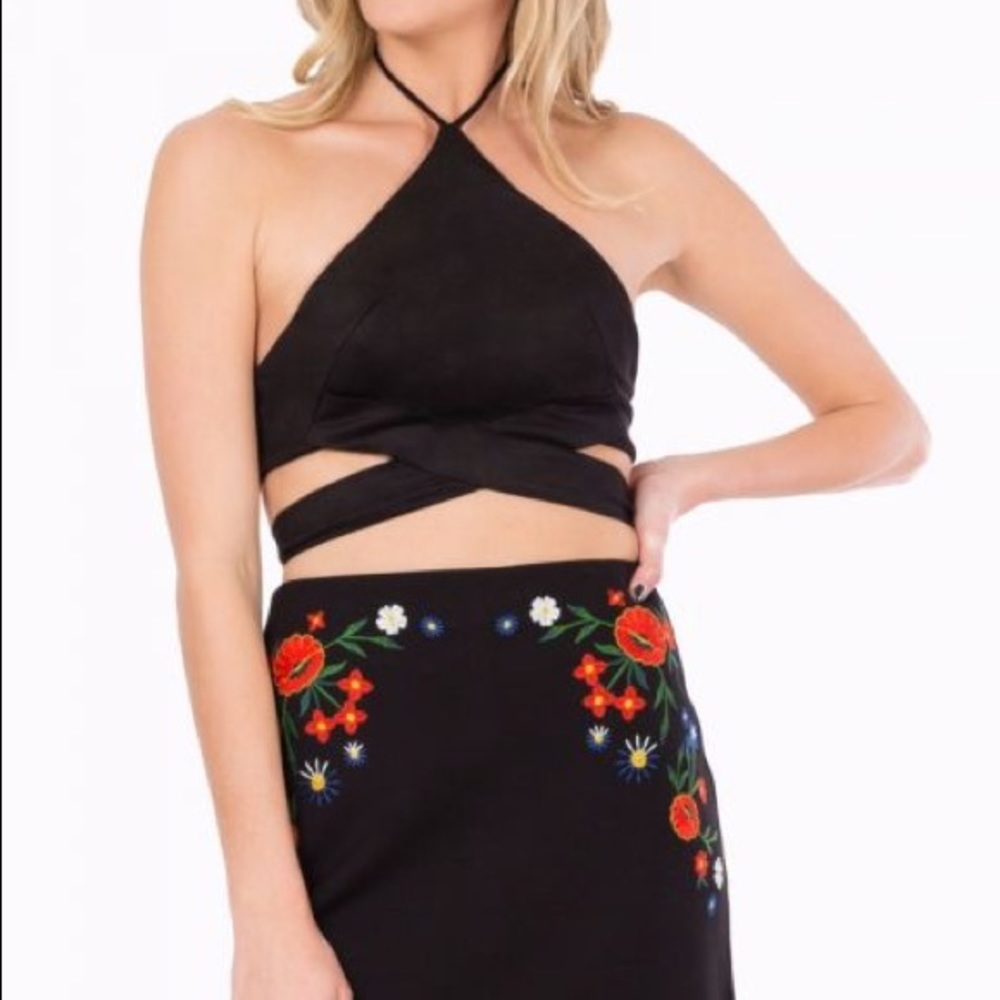 Black halter Wrap top