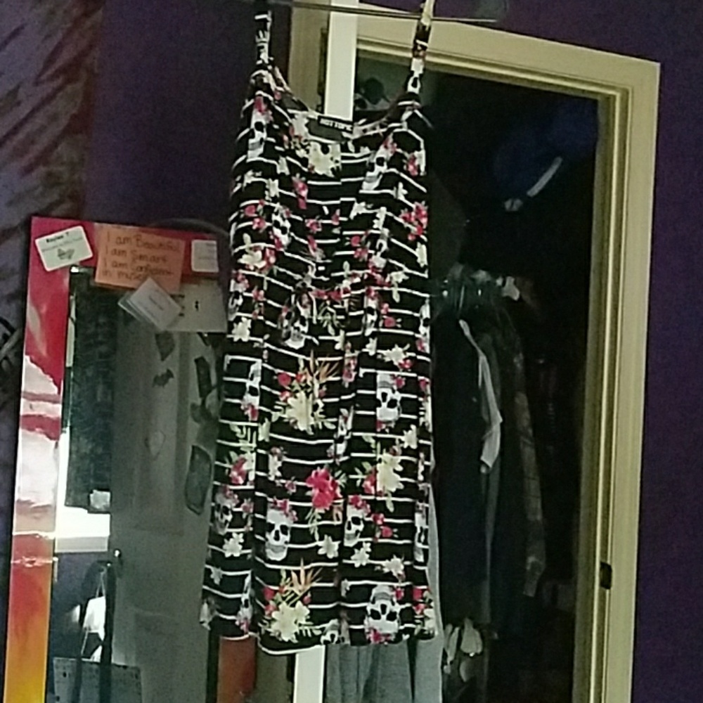 NWOT Skull and flower stripped dress