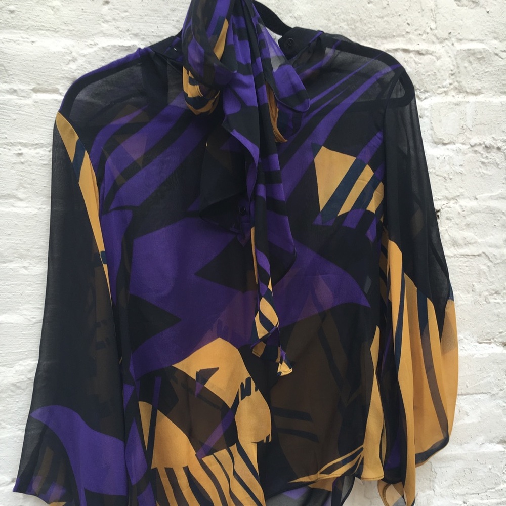 DVF silk secretary blouse sz 10