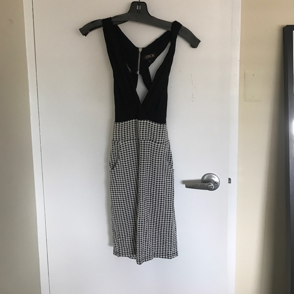 Black and houndstooth cocktail dress