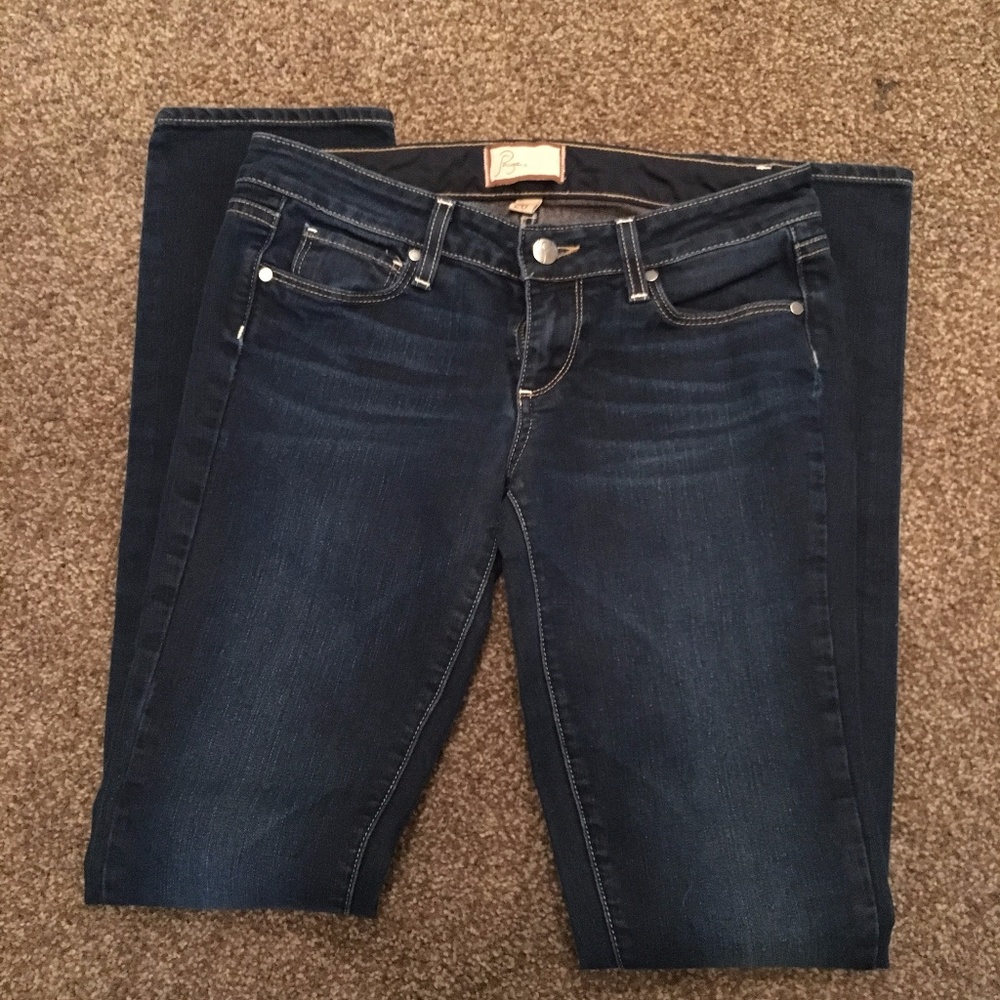 Paige Peg Straight Dark Wash Sz 26