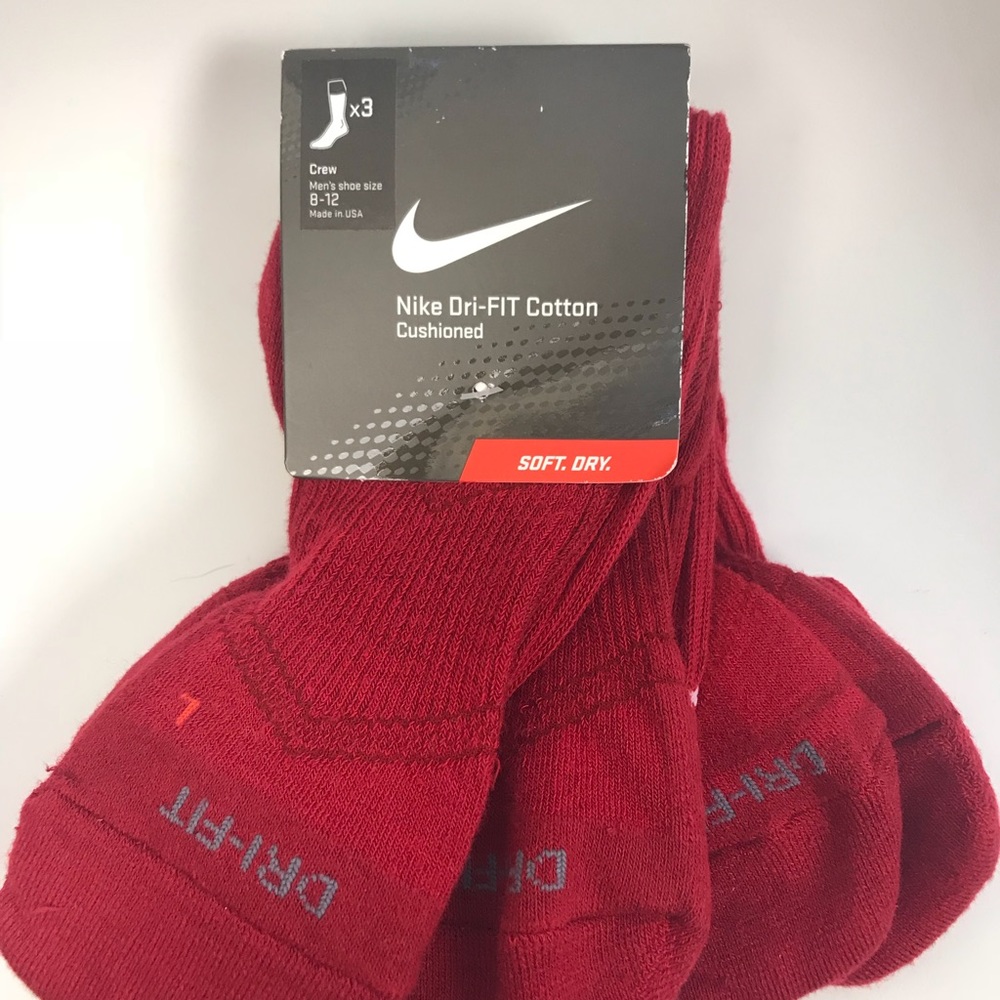 Nike 3-pack Dri-Fit Socks Mens 8-12 Red