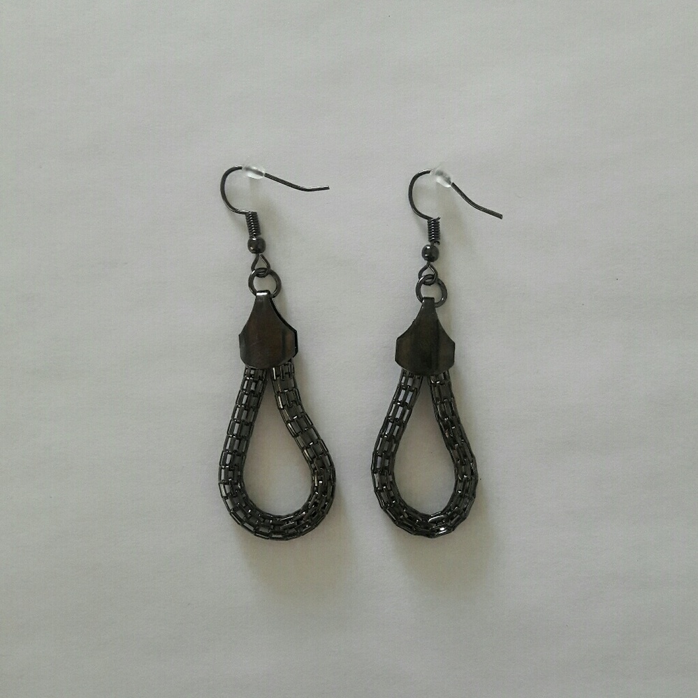 Gunmetal drop earrings