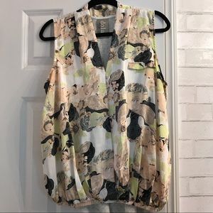 Anthropologie sleeveless floral blouse