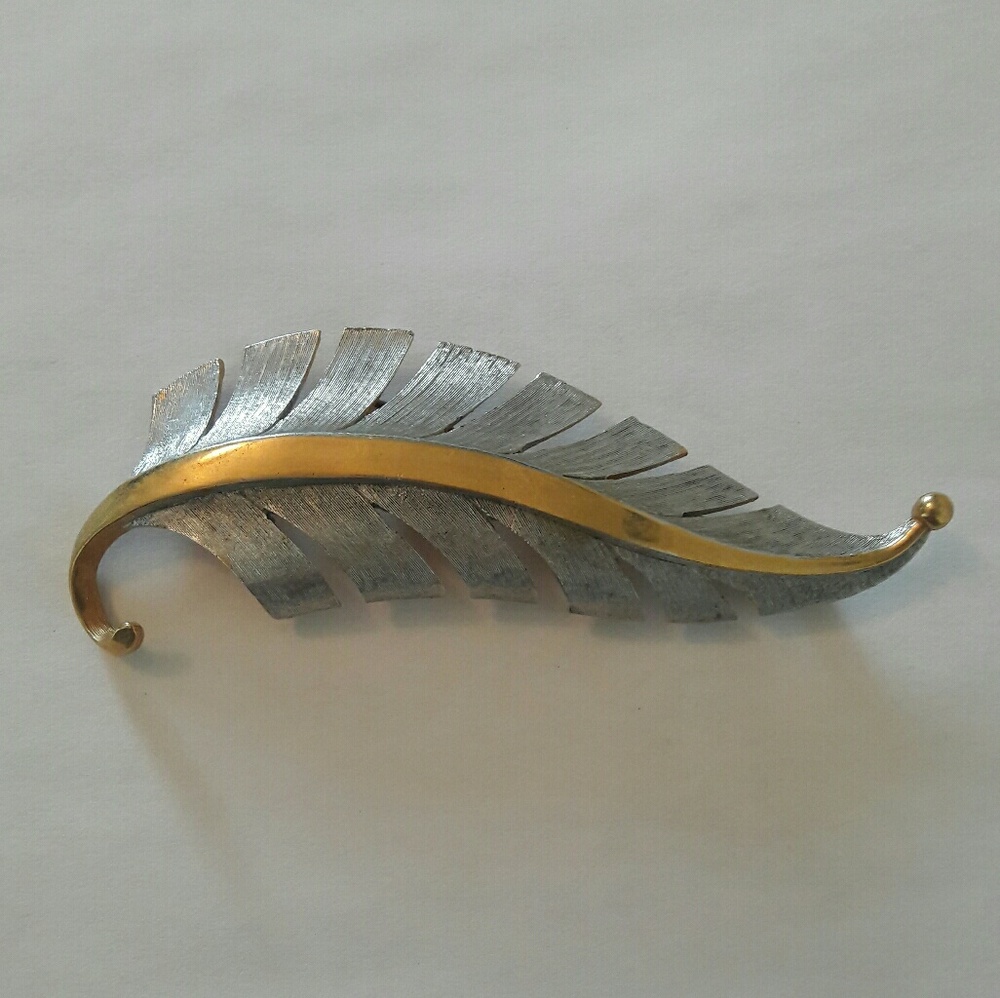Vintage silver and gold leaf brooch