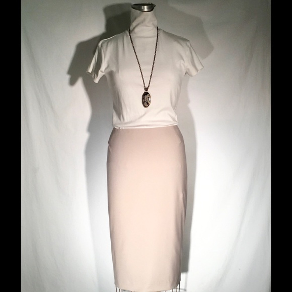 LaFayette 148 stone color virgin wool skirt