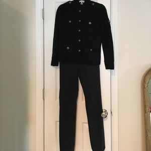 TORY BURCH WOOL BUTTON SWEATER HIGH WAIST JEANS