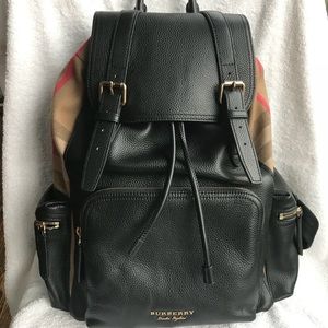 Burberry Large leather & house check rucksack