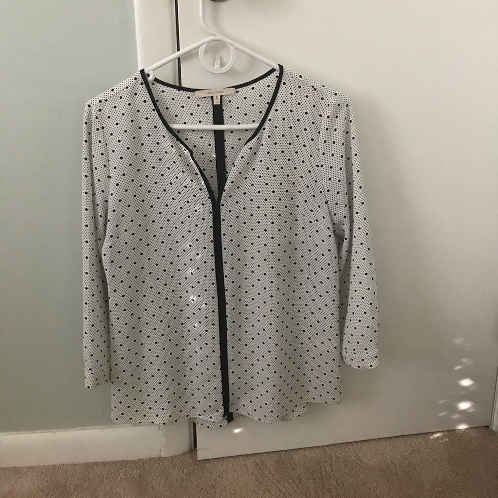 Size S White and Black polka dot top