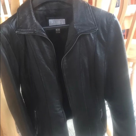 Black leather zip up Wilson’s jacket - Picture 1 of 2