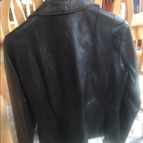 Black leather zip up Wilson’s jacket - Picture 2 of 2