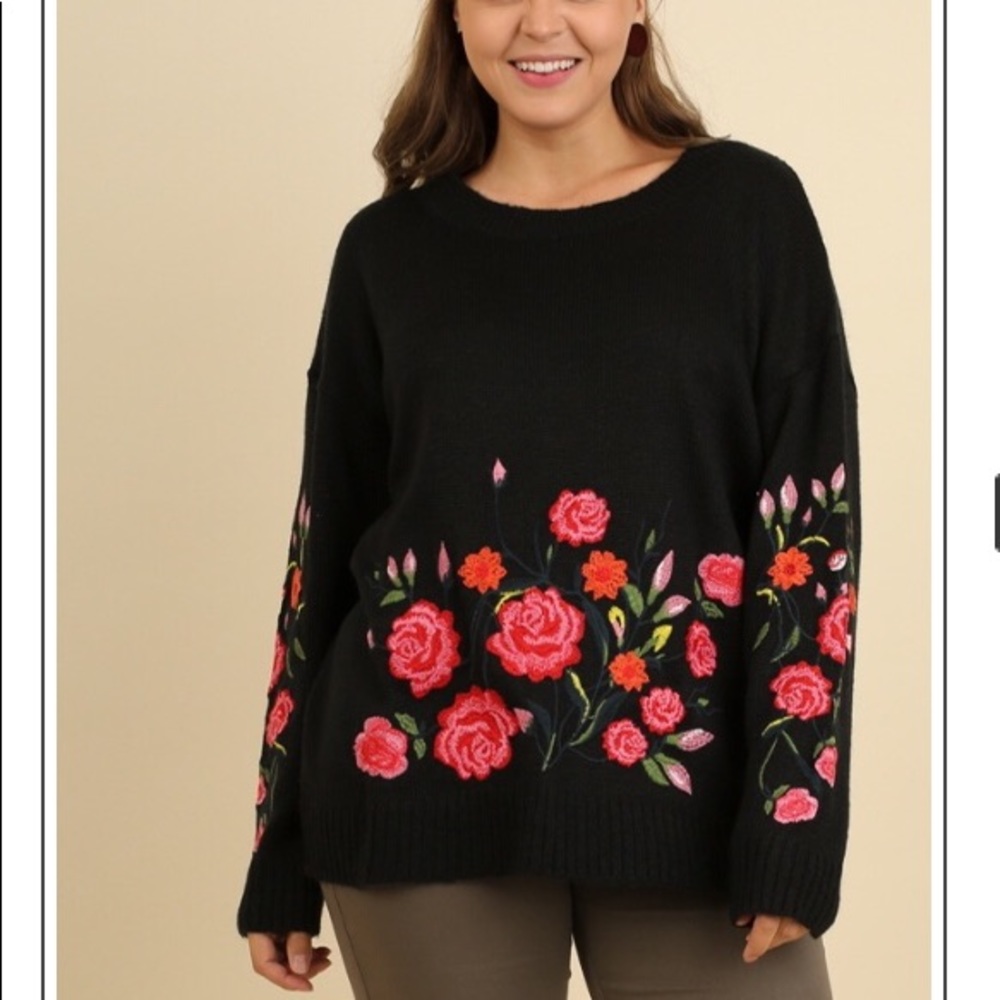 *XL LEFT* Plus Embroidered Sweater