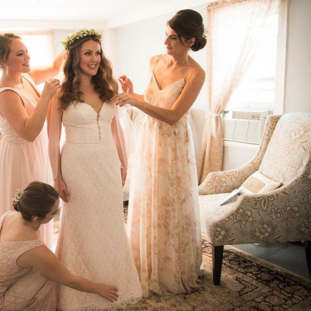 Inesse Blush Floral Chiffon Gown