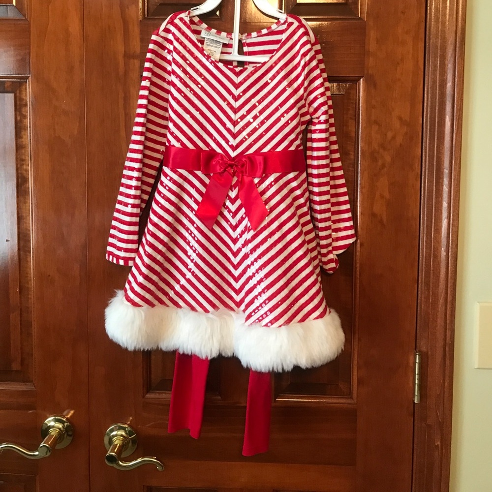 Bonnie Jean Santa Christmas dress with leggings