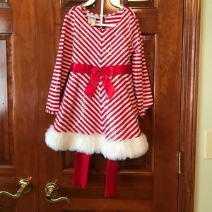 Bonnie Jean Santa Christmas dress with leggings