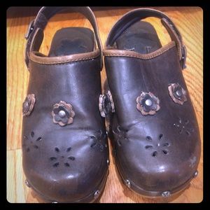 Brown clogs