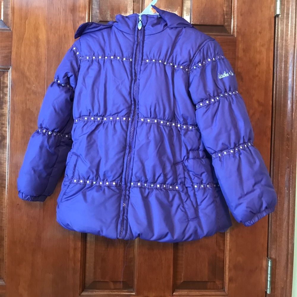 Purple puffer hooded coat for girls