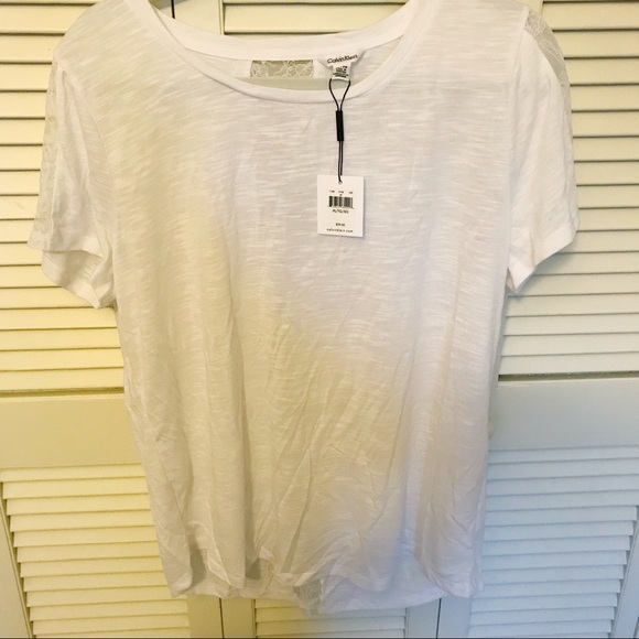 Calvin Klein Tops - NWT Calvin Klein white lace tee
