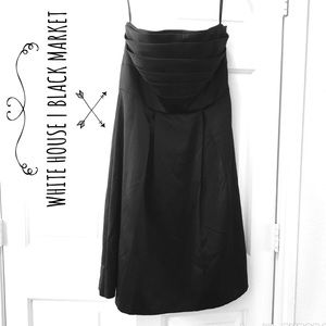 Classic Black Strapless Midi Cocktail Dress
