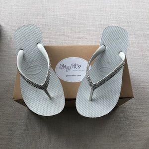 White Swarovski crystal  embellished havaianas