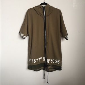 BNWT Zara Olive Green Camo Short Sleeve Hoodie