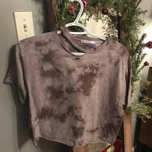 Distressed Tie Dye crop T-shirt