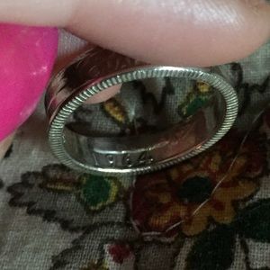 1964 quarter SILVER polished coin ring