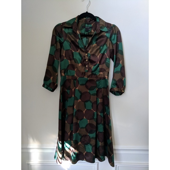 dark green pattern dress ZARA. Green die-cut dress T.xs – Hibuy market main image 1