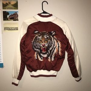 Tiger Embroidered Bomber Jacket