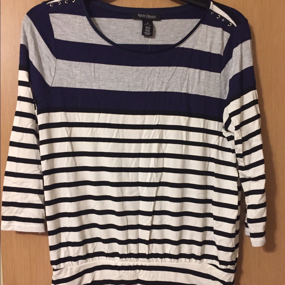 SOLD!! WHBM knit shirt, striped, NWT size M
