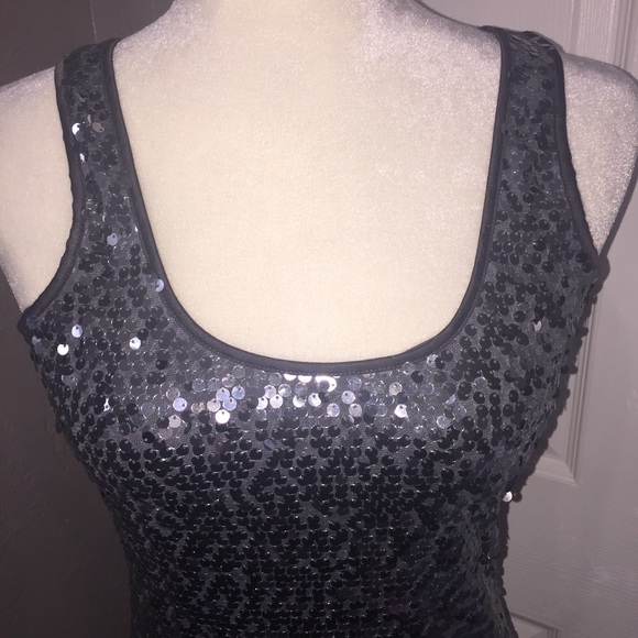 Express Gray Sequined Top - Picture 2 of 3