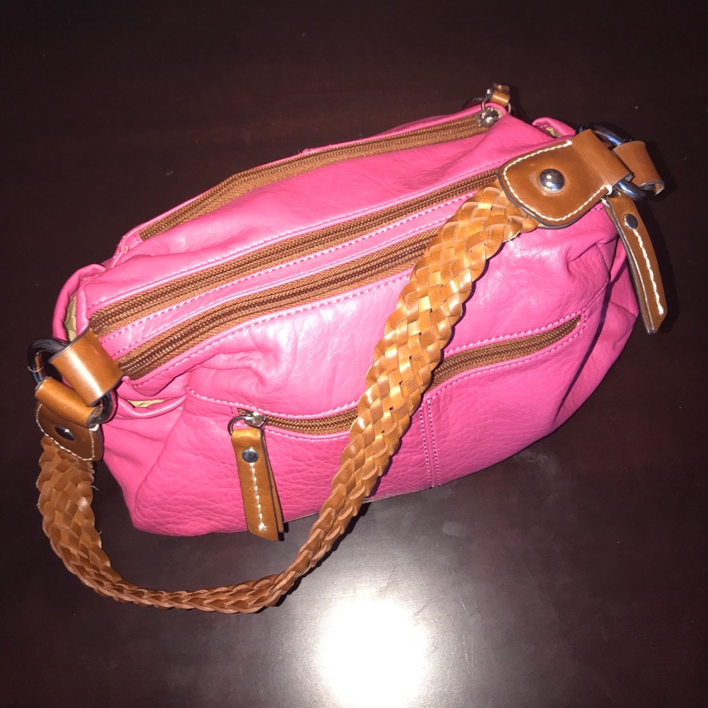 Hot pink faux leather purse